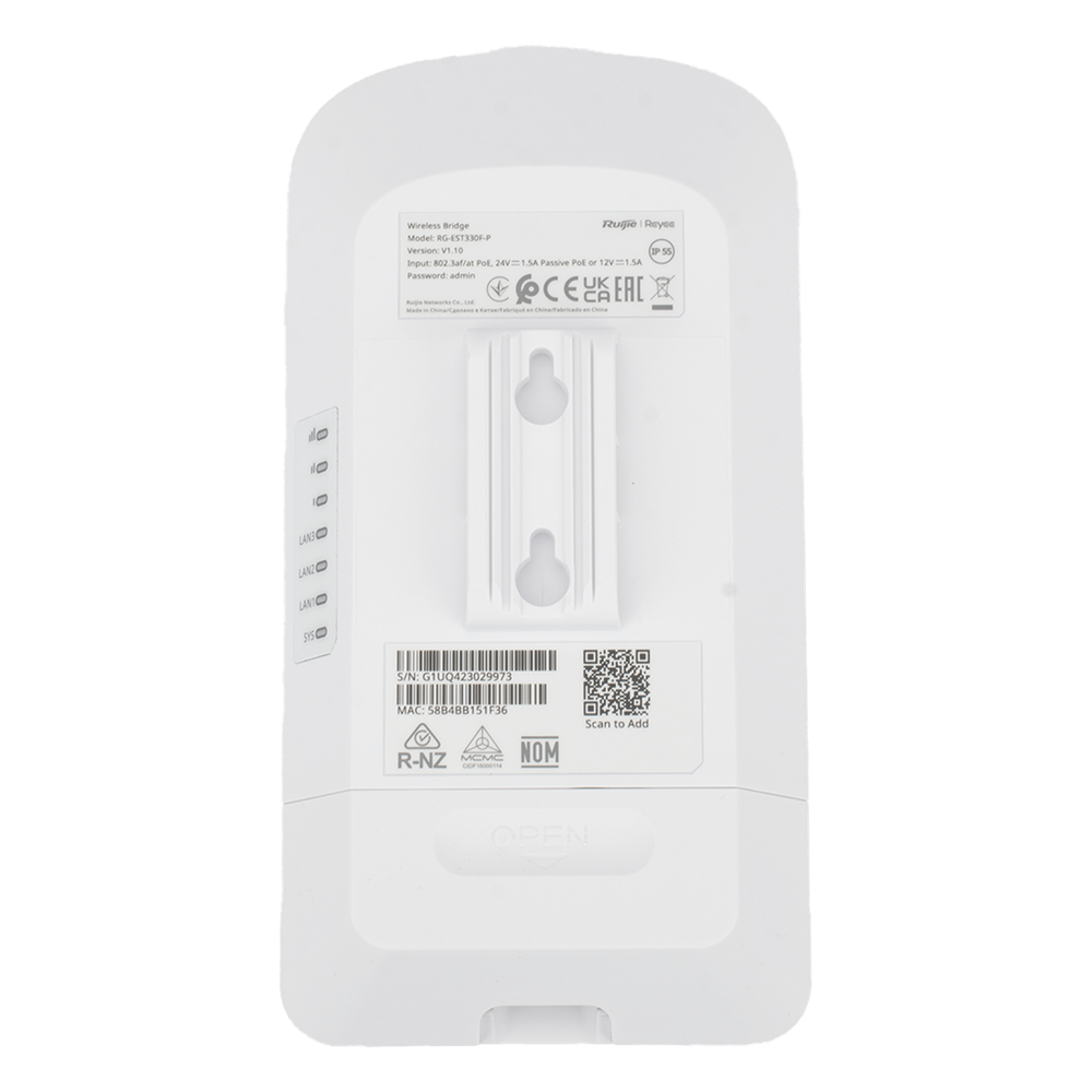CPE Puente Inalámbrico Punto a Punto / Wi-Fi 5 802.11ac Wave2 867 Mbps / Antena 13 dBi MIMO 2x2 / 2 Puertos PoE Out 802.3AF / Enlace 3 km (1.86 mi)