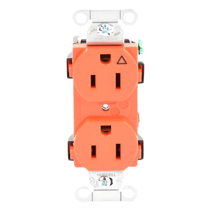 Contacto Dúplex Conexión a Tierra Aislada/ 15A 125V/ 2 polos 3 Hilos/ Nema 5-15R /Grado Comercial/ Color Naranja.
