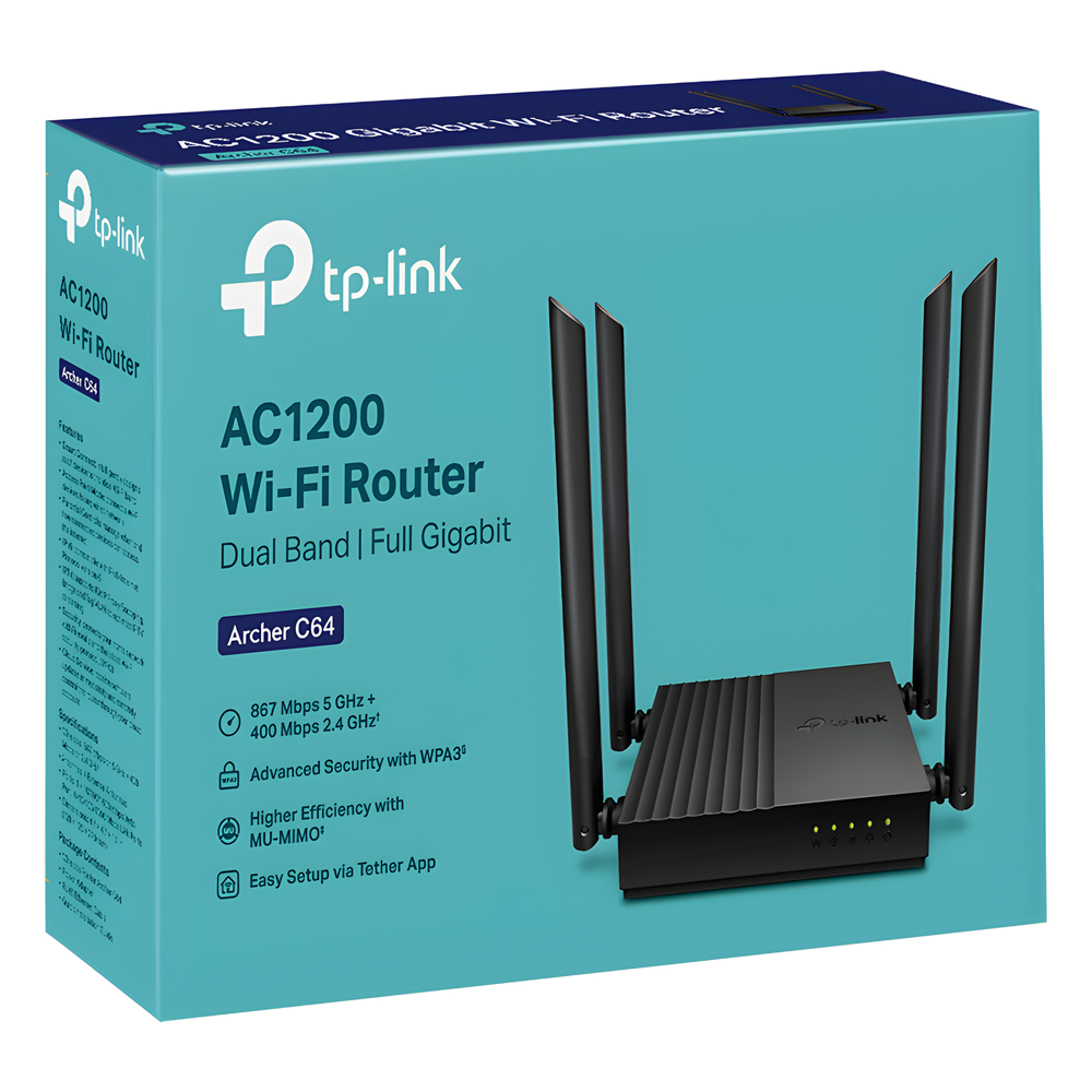 Router Inalámbrico AC 1200 / Doble Banda MU-MIMO / 1 puerto WAN 10/100/1000 Mbps / 4 puertos LAN 10/100/1000 Mbps / Compatible con EasyMesh