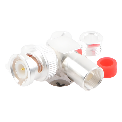 Conector BNC Macho en Ángulo Recto de Rosca para LP-195, LP-142, LMR-195, RG-58/U, RG-142/U, Plata/Oro/Teflón