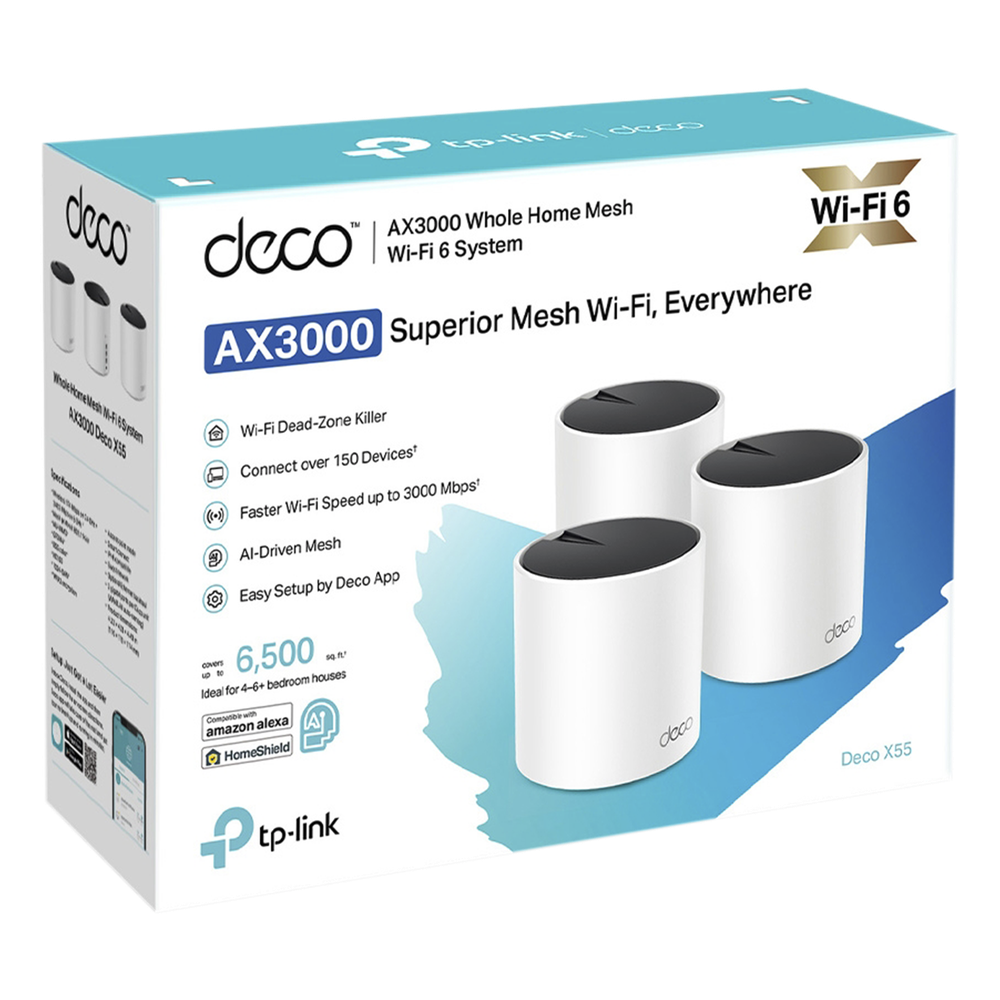 Kit 3 Routers Inalámbricos MESH Interior para Hogar / Doble Banda Wi-Fi 6 AX3000 Mbps / 3 Puerto Gigabit WAN/LAN / 2 Antenas Internas