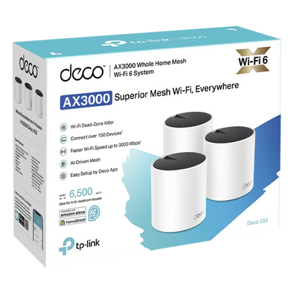 Kit 3 Routers Inalámbricos MESH Interior para Hogar / Doble Banda Wi-Fi 6 AX3000 Mbps / 3 Puerto Gigabit WAN/LAN / 2 Antenas Internas