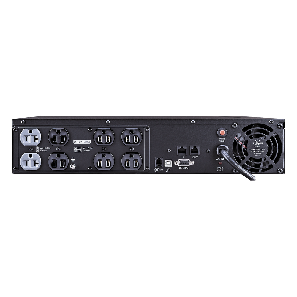 UPS 2000 VA/1540 W, Topología Línea Interactiva, Entrada 120 Vca NEMA 5-20P, Onda Senoidal Pura, Torre o Rack 2 UR, Con 2 Tomas NEMA 5-20R y 6 NEMA