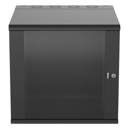 Gabinete PanZone de Montaje en Pared, de 19in, Puerta con Ventana de Seguridad, 12 UR, 635mm de Profundidad, Color Negro