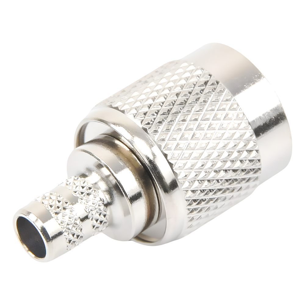 Conector TNC Macho de Anillo Plegable para Cables LMR-240, RG-8/X, 9258, Niquel/Oro/Delrin