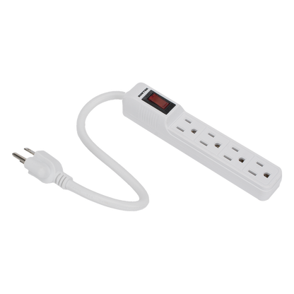 Multicontacto con cable 30 cm. 4 tomas 127 Vca línea, tierra, neutro 15 A max.