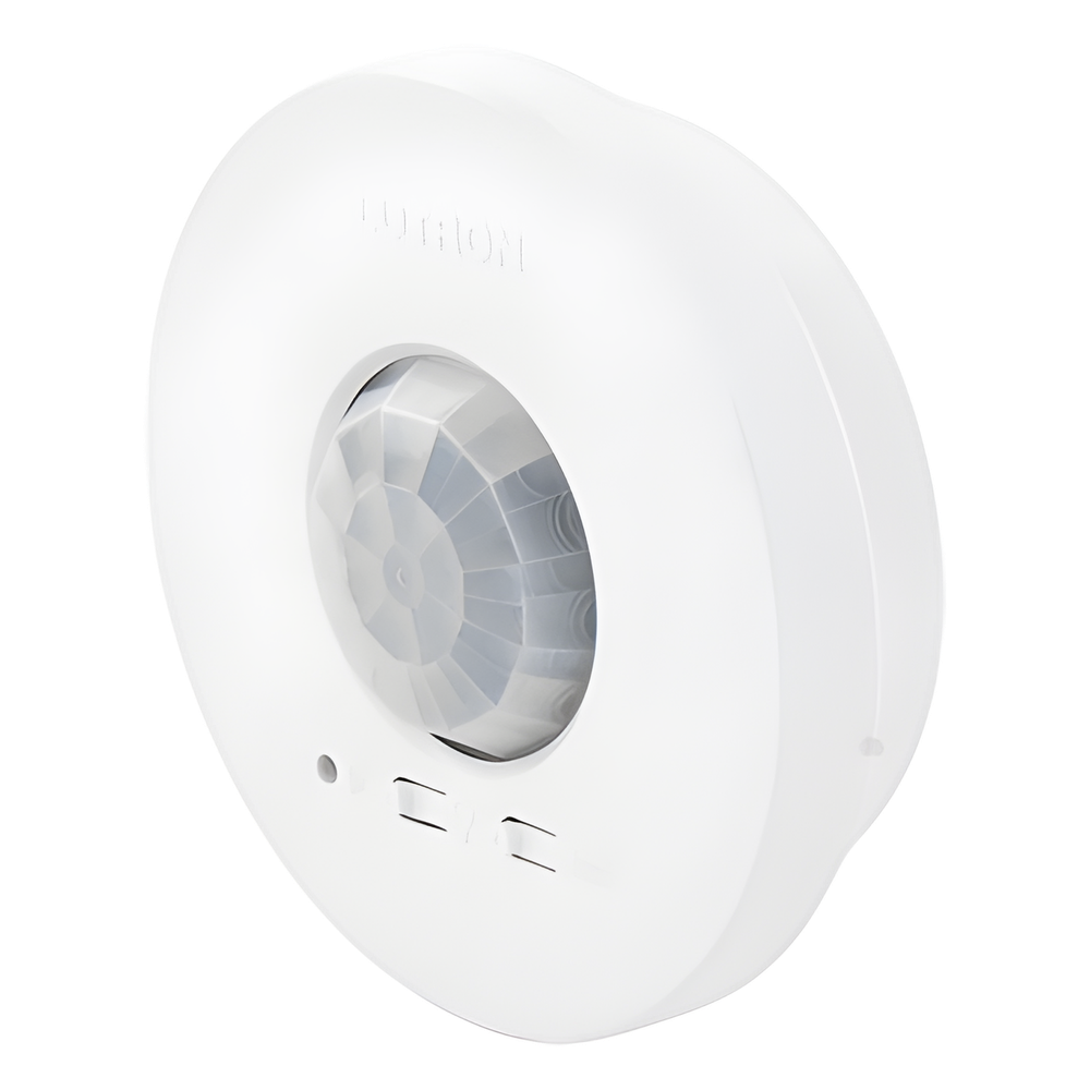 Sensor de ocupación y vacancia inalámbrico de techo, PIR 360°, cobertura de 30.2 a 62.4 m², a batería, compatible con RadioRA 2, RA2 Select, RadioRA