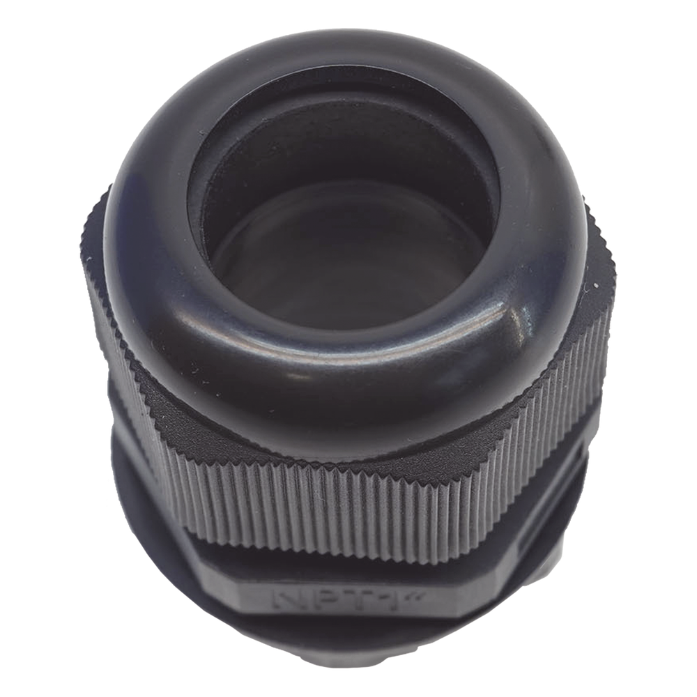 Conector Plástico Negro Tipo Glándula para Rosca NPT 1"