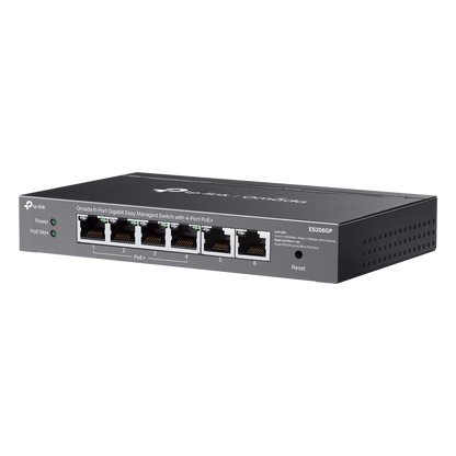Switch Omada 6 Puertos Gigabit / 4 Puertos PoE+ 65W / Gestión Cloud SDN / Sin Ventiladores / QoS / VLAN / IGMP Snooping / 250 m PoE