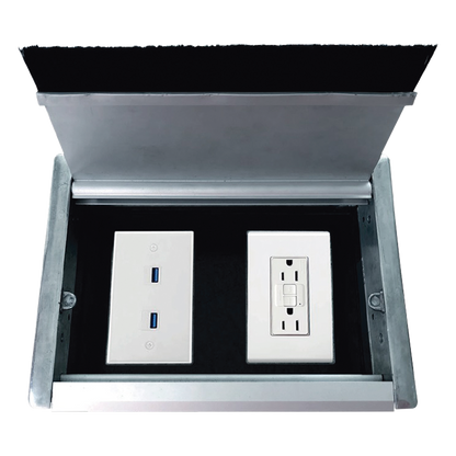 Caja Universal Vacía de 2 Módulos para Instalación en Escritorio (Voz, Datos, Video, Contactos Eléctricos), (No Incluye Accesorios)