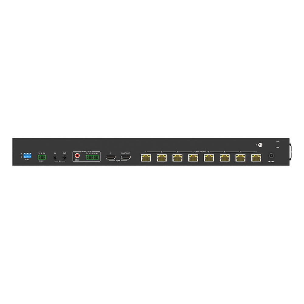 Splitter mas Extensor de Video | 1x8 | ProAV | HDBaseT™ | 120m en 4K@60Hz | 150m en 1080p@60Hz | Cat6/6a/7 | Gestión Avanzada EDID | Control IR y
