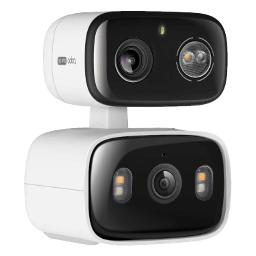 Cámara de Seguridad Dual PTZ / 2 Lentes 2K+2K (3MP cada uno) / 3x Claridad Telefoto / IP65 Exterior / IA Inteligente / Seguimiento Sincronizado