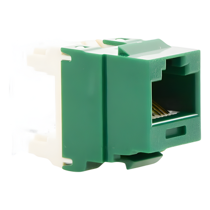Conector Jack Estilo 110 (de Impacto), Tipo Keystone, Categoría 6, de 8 Posiciones y 8 Cables, Color Verde