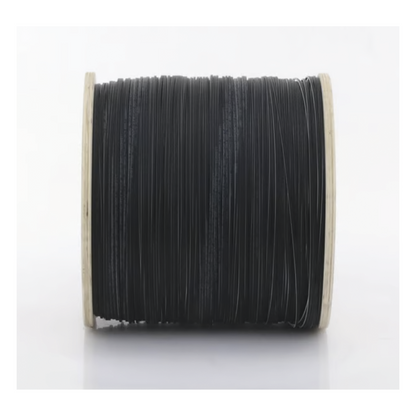 Carrete de 2 Kilómetros de Fibra Óptica Drop Plana, Interior/Exterior G.657A2 Monomodo de 1 Hilo (Unifibra), Dieléctrica, Forro Negro, Compatible con