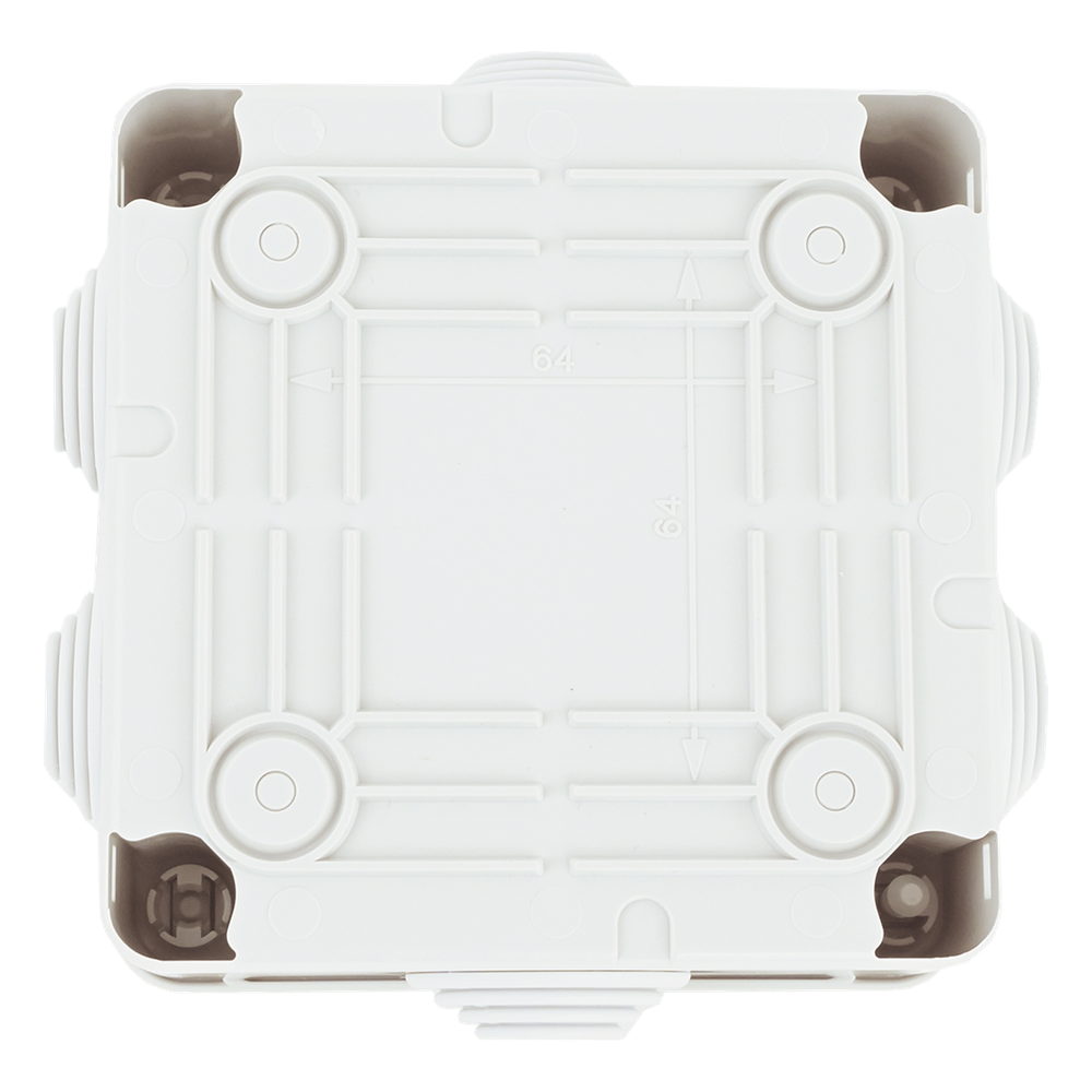 Caja Estanca de PVC Para Derivación y Conexión, 6 Entradas, Tapa con Tornillo de 1/4" de Vuelta, 100x100x50 mm (Área Interna), Uso Exterior IP55