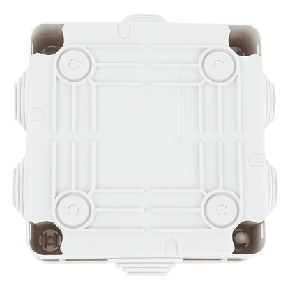 Caja Estanca de PVC Para Derivación y Conexión, 6 Entradas, Tapa con Tornillo de 1/4" de Vuelta, 100x100x50 mm (Área Interna), Uso Exterior IP55