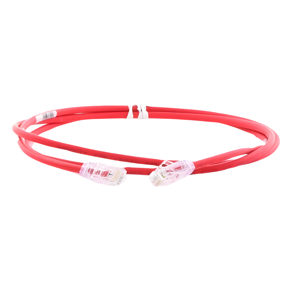 Cable de Parcheo UTP Cat6A, CM/LSZH, Diámetro Reducido (28AWG), Color Rojo, 1.52 Metros (5 Pies)