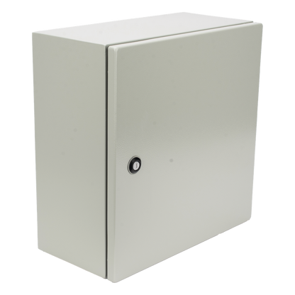 Gabinete de Acero IP66 Uso en Intemperie (400 x 400 x 200 mm) con Placa Trasera Interior de Metal y Compuerta Inferior Atornillable (Incluye Chapa y