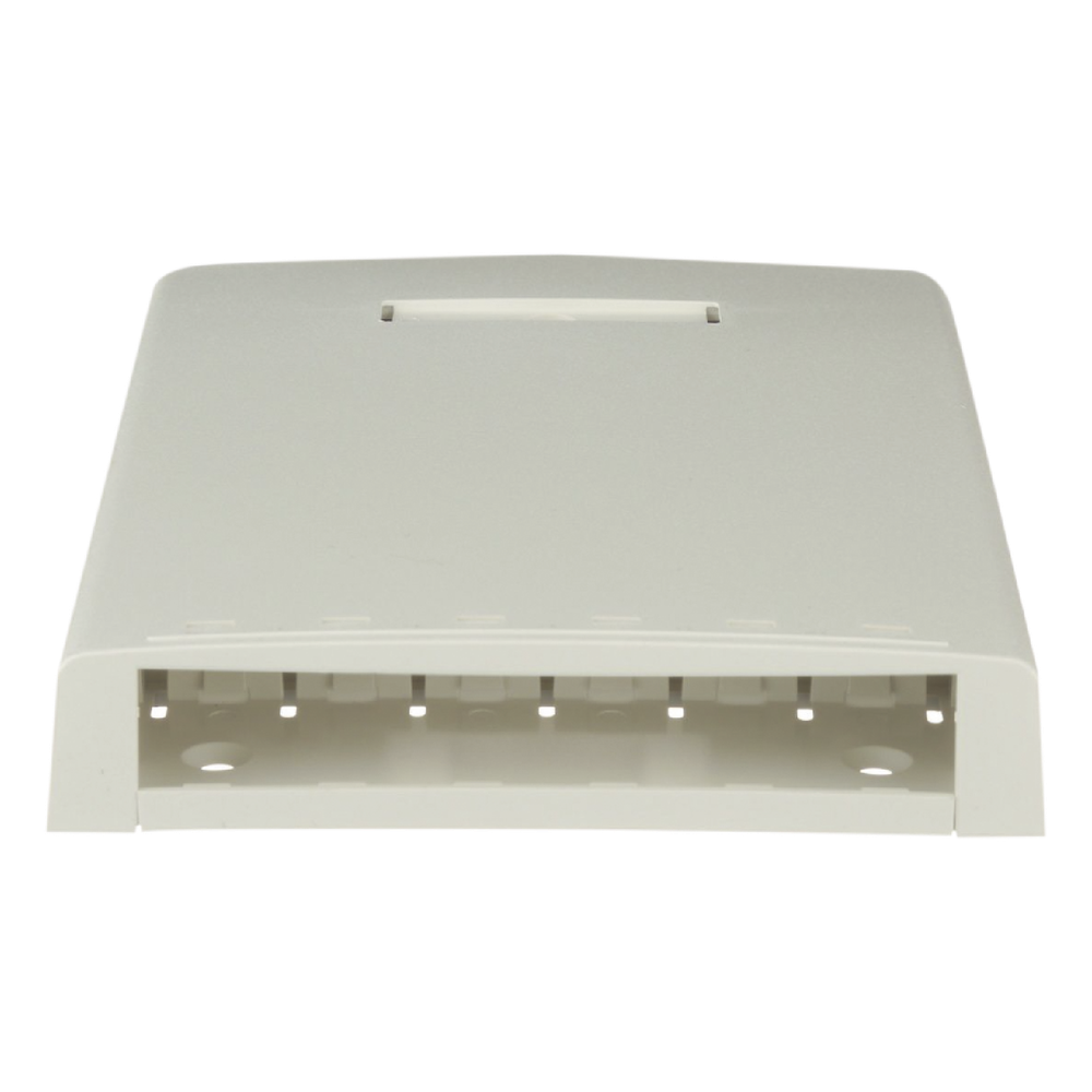 Caja de Montaje en Superficie, con Accesorio para Resguardo de Fibra Óptica, para 6 Módulos Mini-Com, Color Blanco Mate