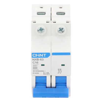 Pastilla para Riel Din, 2 Polos, 16 Amp, Vca:110/415v, 6kA, Catálogo: NXB632PC16.