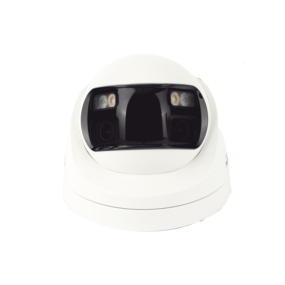 [ColorVu + Panoramica + Dual Light] Turret TURBOHD 3K (5 Megapixel) / Micrófono Integrado / Visión 180° / Imagen a Color 24/7 / 40 mts Luz Blanca +