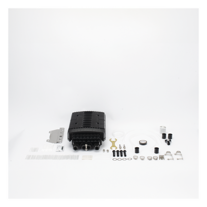 Caja de Distribución de Fibra Óptica para 24 Empalmes con 16 Acopladores SC/APC. Enterrado Directo, IP68, Splitter 1x8 Incluido con Conectores SC/APC