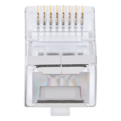 Bote con 100 Plugs Pass Through RJ45 Cat6 Blindado Chapado de Oro a 30 Micras para Durabilidad Extrema