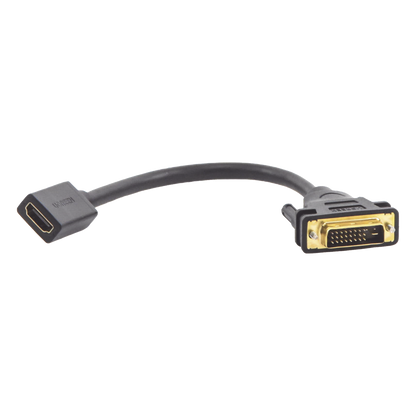 Convertidor DVI Macho a HDMI Hembra | Bidireccional | DVI 24+1 | 1080P@60Hz | Cable de 22 cm (8.66 Pulgadas) | Negro