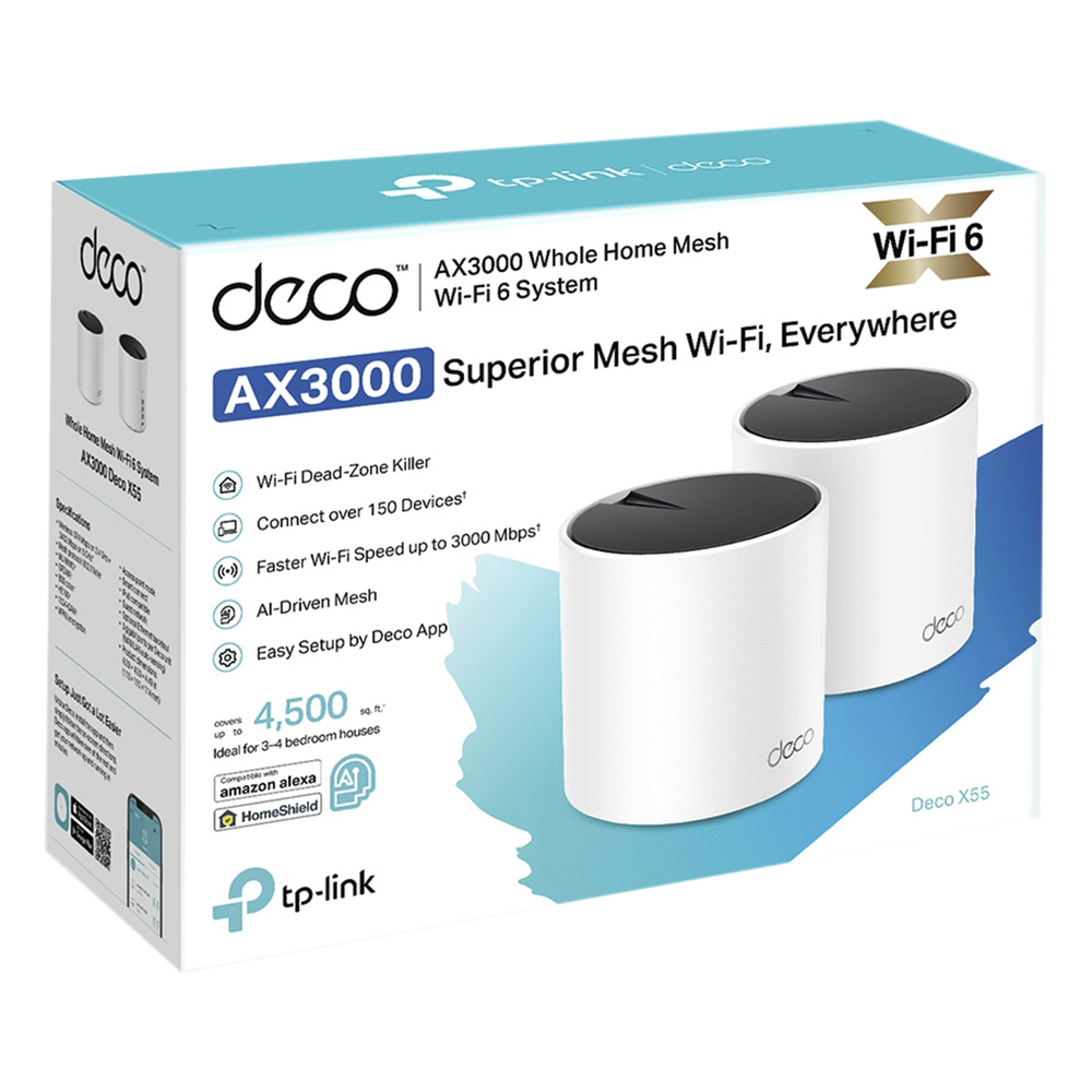 Kit 2 Routers Inalámbricos MESH Interior para Hogar / Doble Banda Wi-Fi 6 AX3000 Mbps / 3 Puerto Gigabit WAN/LAN / 2 Antenas Internas