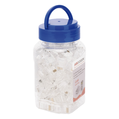 Bote con 100 Piezas de Plug Modular RJ45 / Cat 6 / Chapado en Oro a 30 Micras / Sin Blindaje / Fácil Instalación / Uso Interior / Soporta Norma