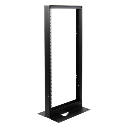 Rack de 2 Postes, Estándar 19", 24 Unidades, Fabricado en Acero, Base "L" para Anclar a Piso.