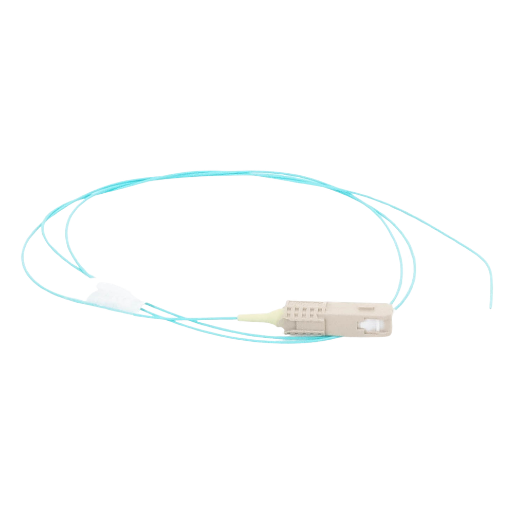 Pigtail de Fibra Óptica LC Simplex, Multimodo OM3 XGLO 50/125, OFNR, Color Aqua, 1 Metro (3.28 Pies)