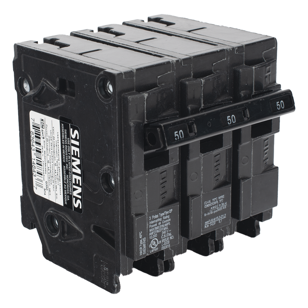 Interruptor automático enchufable tipo QP 3 polos, 50 amp