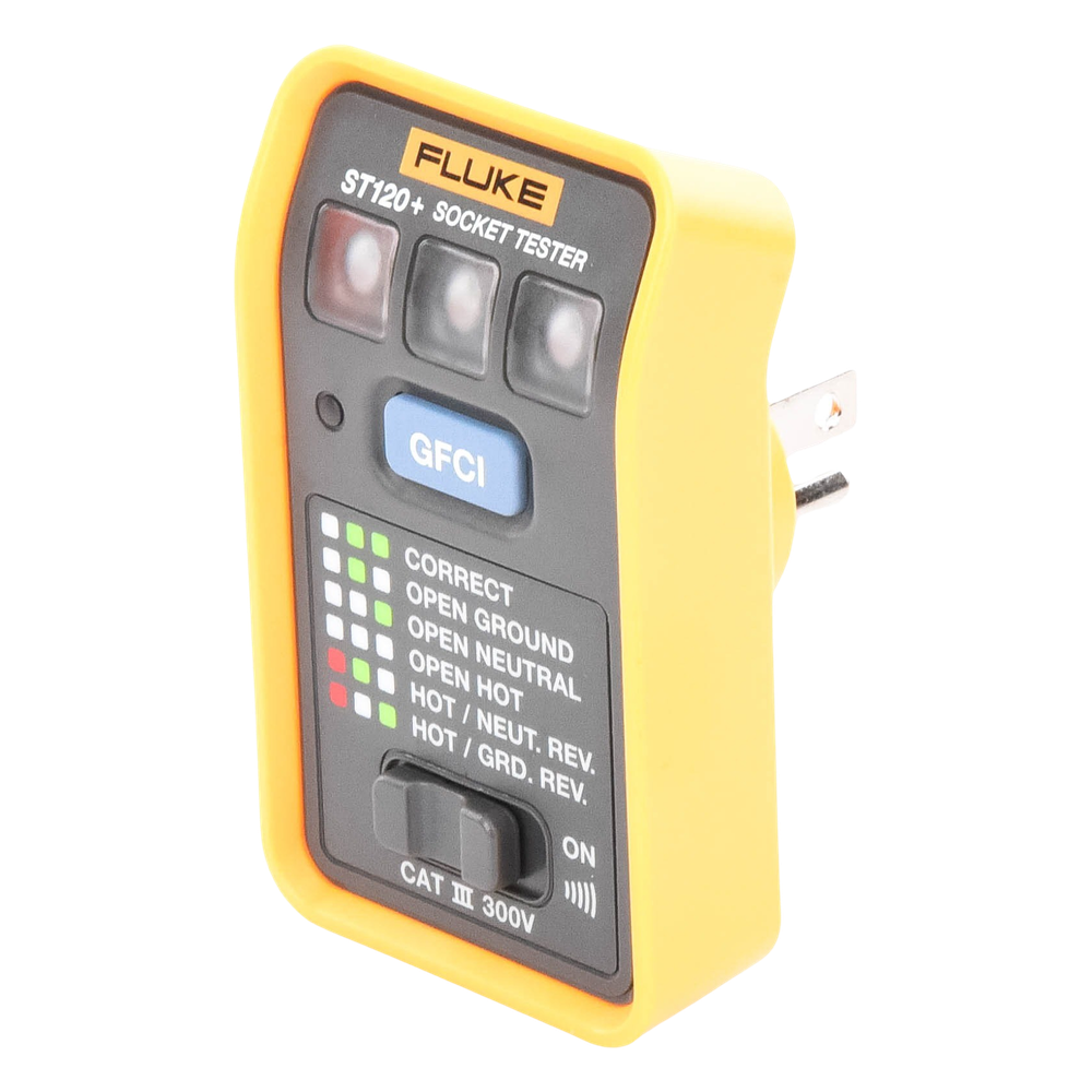 Probador de Tomacorriente Eléctrico Estándar o GFCI con Señal Acústica, Con LEDs de Alto Brillo y Gráfico Incluido Para Verificar Rápida y Fácilmente