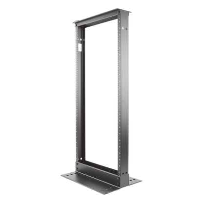 Rack de Dos Postes Estándar de 19 in, Rieles Numerados y Roscados #12-24, Fabricado en Aluminio, 24 Unidades de Rack, Color Negro