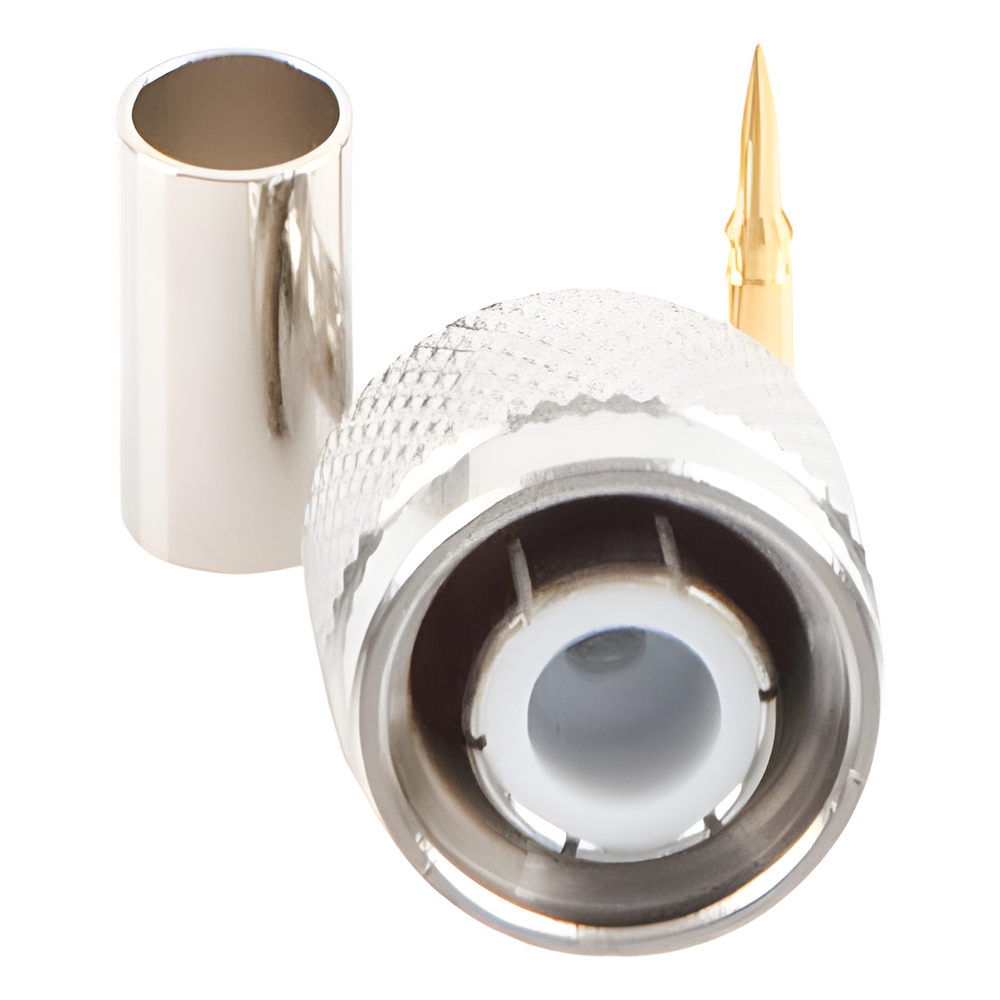 Conector TNC Macho de Anillo Plegable para Cables RG-58/U, RG-142/U, LMR-195, Níquel/ Oro/ Teflón