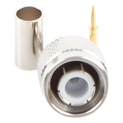Conector TNC Macho de Anillo Plegable para Cables RG-58/U, RG-142/U, LMR-195, Níquel/ Oro/ Teflón
