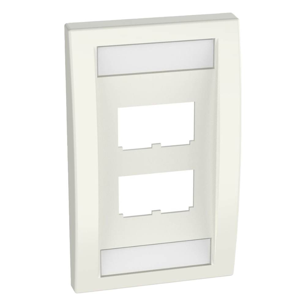 Placa de Pared Vertical Ejecutiva, Salida Para 4 Puertos Mini-Com, Con Espacios Para Etiquetas, Color Blanco Mate