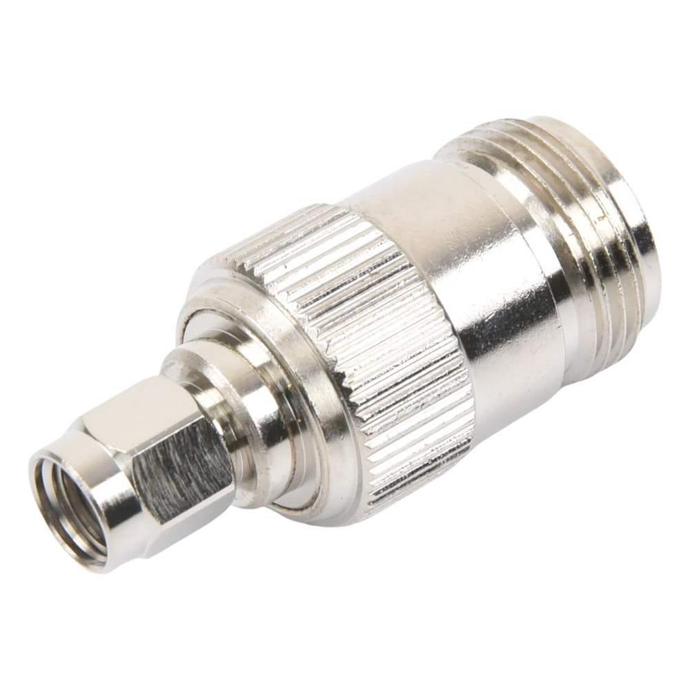 Adaptador en Línea, de Conector SMA Macho Inverso a N Hembra, Níquel/ Oro/ Teflón