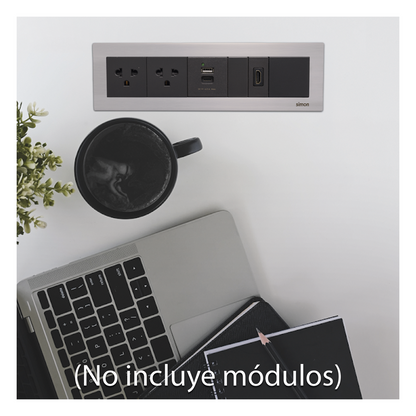 Caja Para Instalación en Escritorio para Voz, Datos o Contactos Eléctricos / Capacidad para 6 Módulos / Salida de Cables Posterior / Los Módulos se