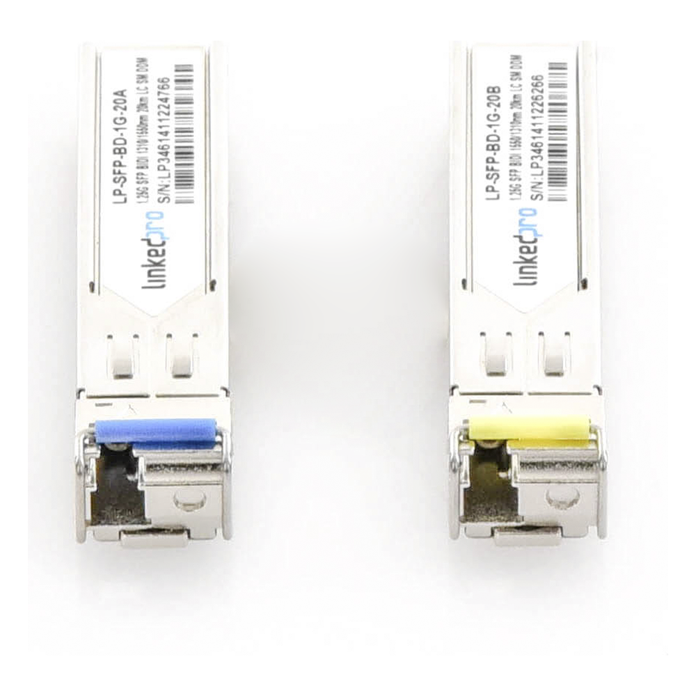 Transceptores Ópticos Bidireccionales SFP (Mini-Gbic) / Monomodo 1310 & 1550 nm / 1.25 Gbps / 1000BASE-BX / Conector LC/UPC Simplex / DDM / Hasta 20