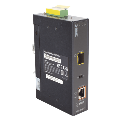 Convertidor de Medios PoE Industrial, Puerto SFP 1000BASE-SX/LX a Puerto RJ45 Gigabit con Salida PoE 802.3at (Hasta 30 W).