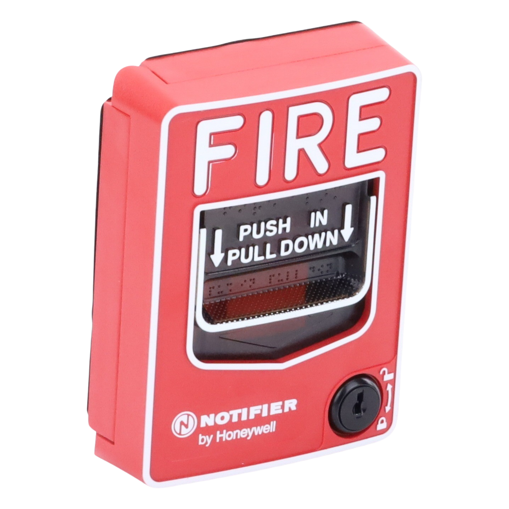 Estación manual de alarma contra incendio de doble acción, con cerradura y llave, para exterior, con caja SB-I/O incluida
