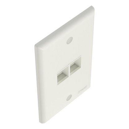 Placa de Pared Vertical, Salida Para 2 Puertos Keystone, Color Blanco Mate