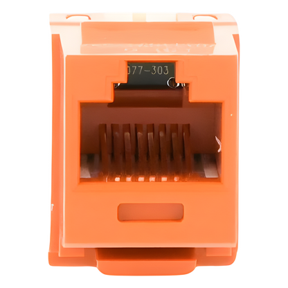 Conector Jack Estilo 110 (de Impacto), Tipo Keystone, Categoría 6, de 8 Posiciones y 8 Cables, Color Naranja