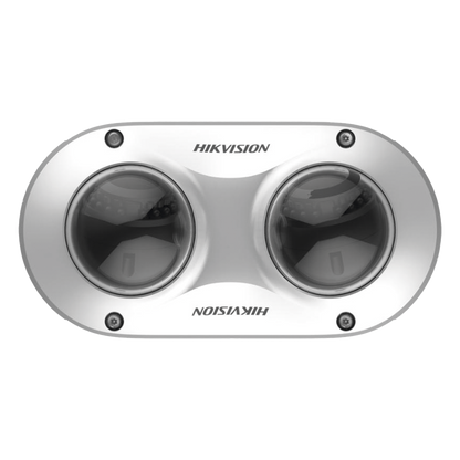 PanoVu Series / Lente Dual de 4 Megapixel / 2 Lentes Fijos de 2.8 mm / Recomendado para Pasillos o Esquinas / IP67 / IK10 / PoE / WDR 120 dB / 10 mts