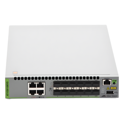 Switch Capa 3 Stackeable 10 Gigabit , 12 puertos SFP/SFP+ 10G y 4 puertos 100/1000/10G Base-T (RJ-45)