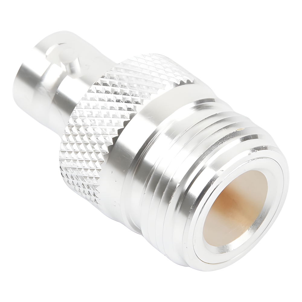 Adaptador en Línea, de Conector N Hembra a BNC Hembra, Plata/ Oro/ Teflón