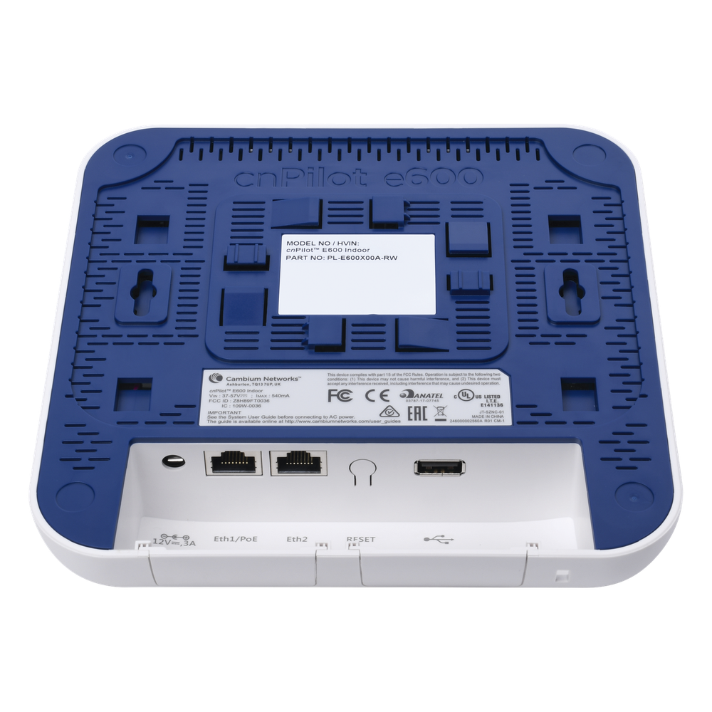 Access Point WiFi cnPilot e600 Indoor para alta cobertura y densidad de usuarios, Doble Banda, Wave 2, MU-MIMO 4X4, antena Beamforming