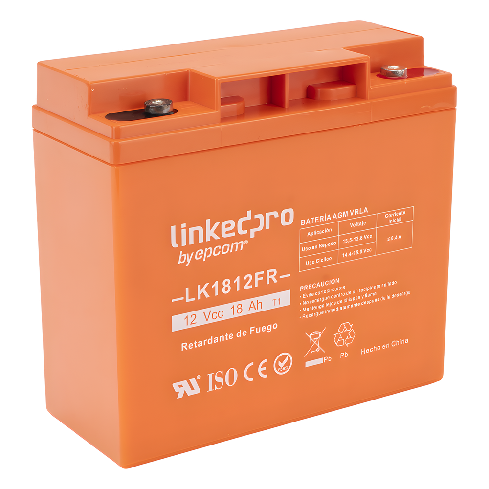 Batería de respaldo 12 V | 18 Ah | AGM | Certificada UL94-V0 Retardante a la Flama | Especial para Seguridad Electrónica | UPS | Sistemas de